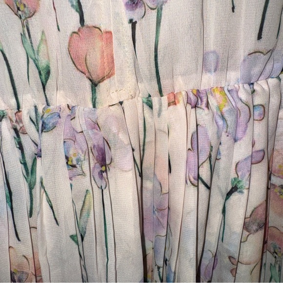 SHEIN Floral Print Plunging Neck Flounce Sleeve Dress - Picture 11 of 11